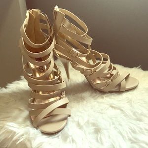 Strappy nude heels